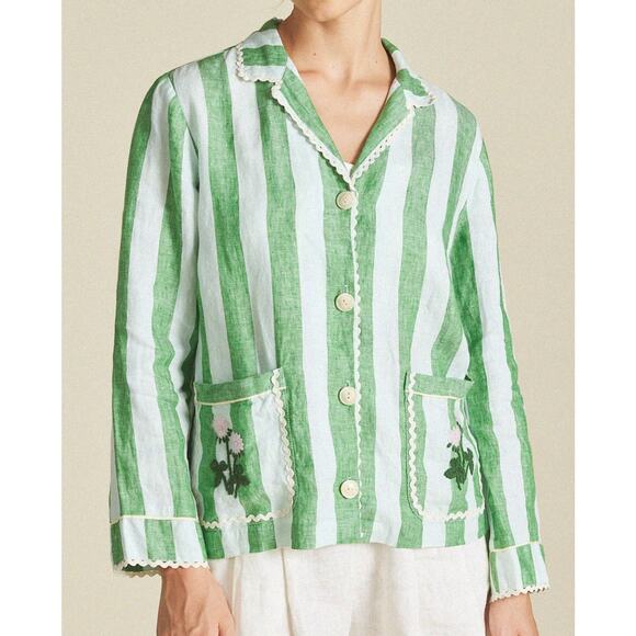 TROVATA Dylan Shirt Jacket Aloe Stripe Size Small - Picture 1 of 9
